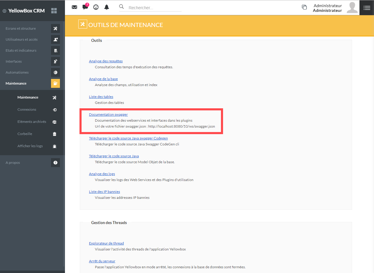 Accès à la documentation Swagger