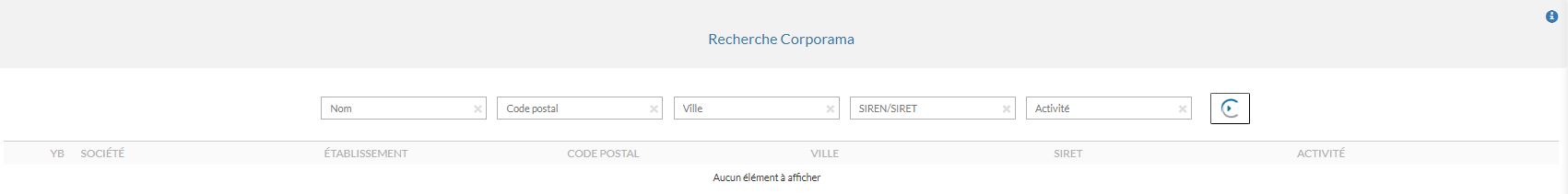 Ecran de paramétrage