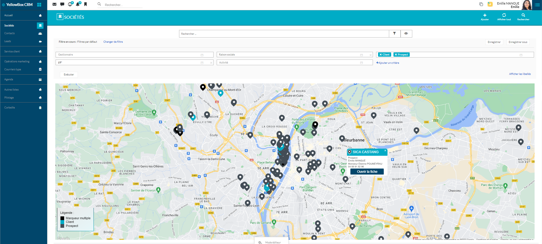 Ecran de paramétrage
