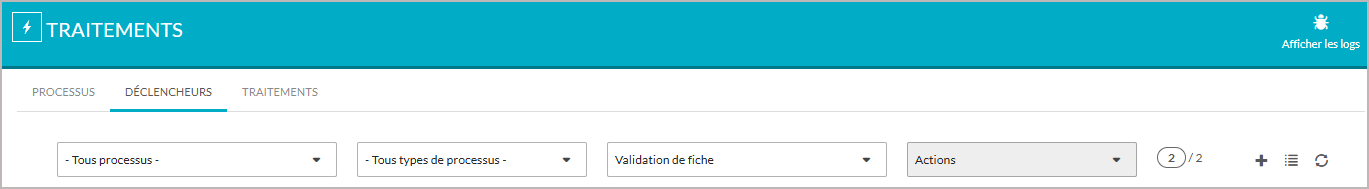 Liste globale des déclencheurs