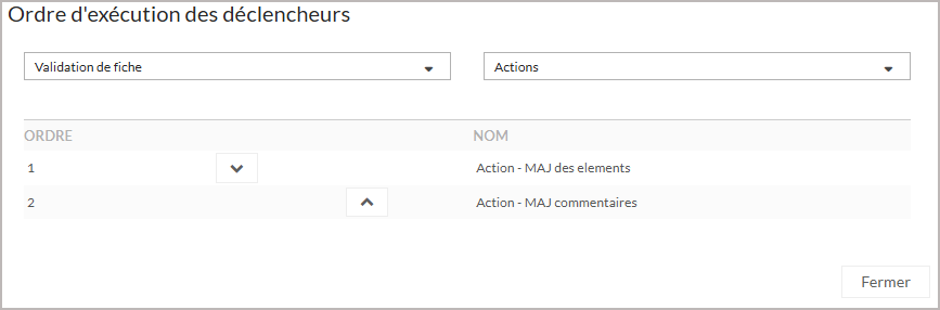 écran de paramétrage pré filtré
