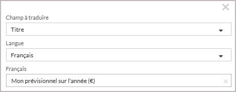 Ecran de paramétrage des traductions