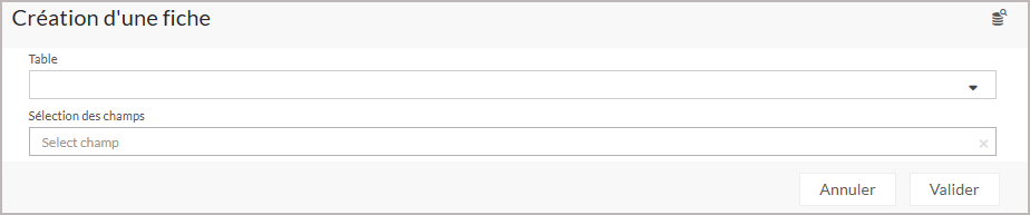 Ecran de paramétrage d&rsquo;une création de fiche