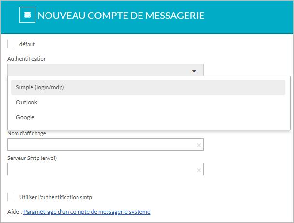 Compte de messagerie système