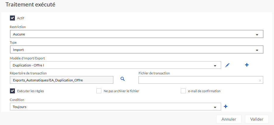Traitement de type import